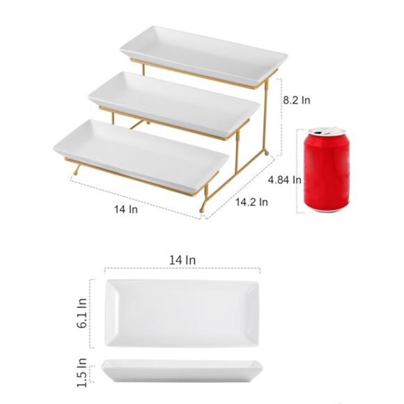 3 Tier Serving Tray for Party, Tiered Serving Platters and Trays, 14 Inch Tiered - Picture 2 of 7